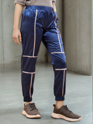 Women's Satin Jogger With Contrast Piping