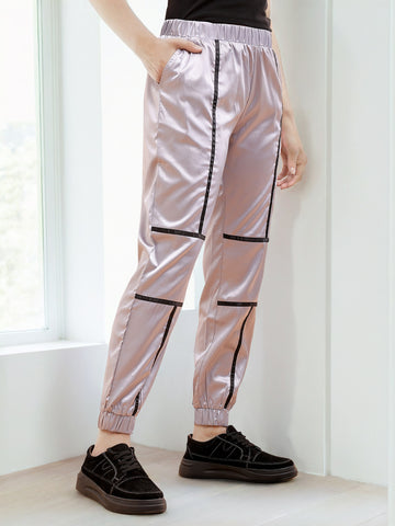 Women's Satin Jogger With Contrast Piping