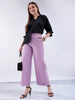 Women's Purple Flare Solid Trouser With Elasticated Waistband