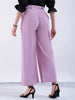 Women's Purple Flare Solid Trouser With Elasticated Waistband