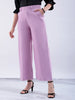 Women's Purple Flare Solid Trouser With Elasticated Waistband