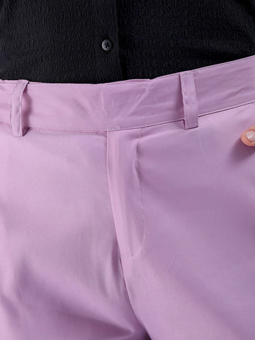 Women's Purple Flare Solid Trouser With Elasticated Waistband