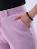 Women's Purple Flare Solid Trouser With Elasticated Waistband