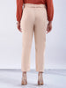 Women's Beige Slim Solid Elasticated Ruffle Waist Trouser