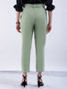 Women's Green Slim Solid Elasticated Ruffle Waist Trouser