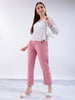 Women's Pink Straight Solid Semi Formal Elasticated Trouser