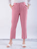 Women's Pink Straight Solid Semi Formal Elasticated Trouser