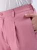 Women's Pink Straight Solid Semi Formal Elasticated Trouser