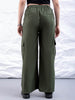 Women's Green Flare Solid Elasticated Cargo Trouser