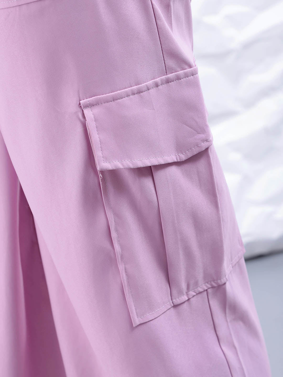 Women's Purple Flare Solid Elasticated Cargo Trouser