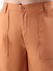 Women's Yellow Flare Solid Elasticated Cargo Trouser