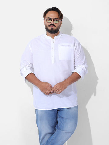 Men's White Regular Fit Solid Casual Shirt
