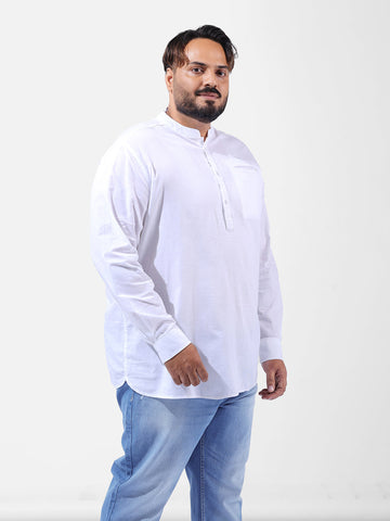 Men's White Regular Fit Solid Casual Shirt