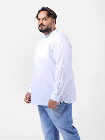 Men's White Regular Fit Solid Casual Shirt