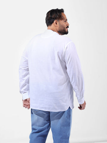 Men's White Regular Fit Solid Casual Shirt