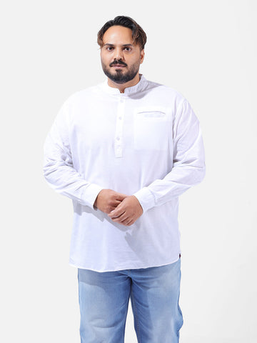 Men's White Regular Fit Solid Casual Shirt