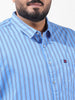 Men's Blue Regular Fit Striped Casual Shirt