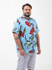 Men's Blue Regular Fit Printed Resort Wear Shirt