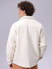 Men's Off White Regular Fit Solid Fleece Winter Shirt