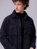 Men's Navy Blue Regular Fit Solid Fleece Winter Shirt