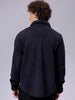 Men's Navy Blue Regular Fit Solid Fleece Winter Shirt