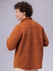 Men's Brown Regular Fit Solid Fleece Winter Shirt