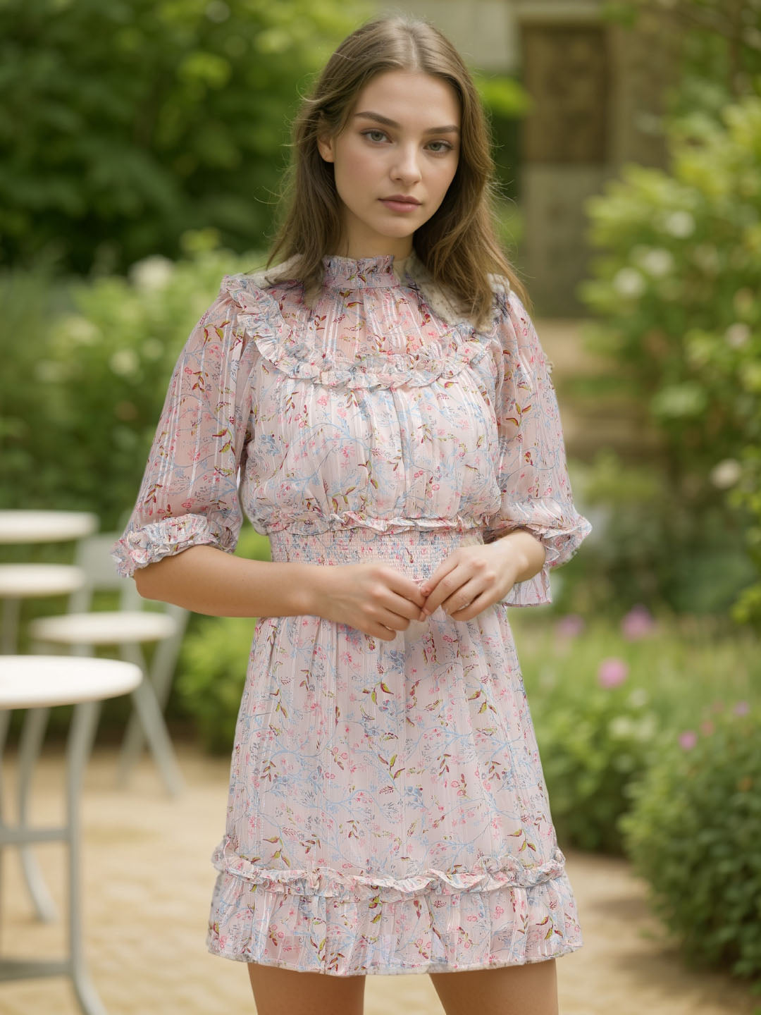 Women's White Fit and Flare Floral Mini Dress