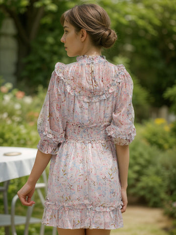 Women's White Fit and Flare Floral Mini Dress