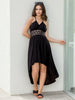 Women's Black Fit And Flare Solid V-Neck Maxi Dress