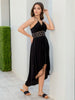 Women's Black Fit And Flare Solid V-Neck Maxi Dress
