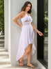 Women's White Fit And Flare Solid V-Neck Maxi Dress