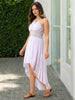 Women's White Fit And Flare Solid V-Neck Maxi Dress