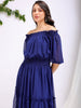 Women's Textured Fit and Flare Offshoulder Tiered Dress