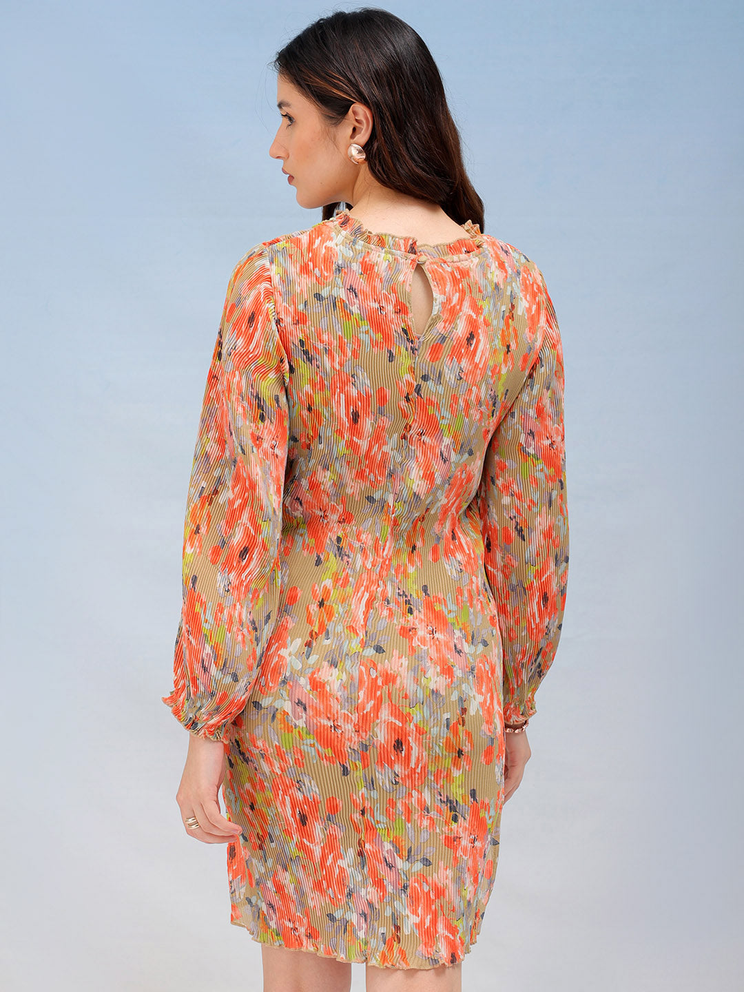 Women's Floral Straight Pleated Dress