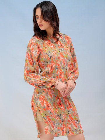 Women's Floral Straight Pleated Dress