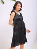 Women's Black Fit and Flare Solid V neck Pinafore Dress