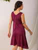Women's Purple Fit and Flare Solid V neck Pinafore Dress