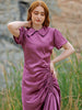 Women's Purple Straight Solid Round Neck Asymmetric Dress