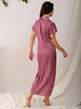 Women's Purple Straight Solid Round Neck Asymmetric Dress