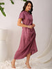 Women's Purple Straight Solid Round Neck Asymmetric Dress