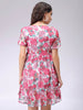 Women's Floral Mid Thigh V neck Ruffle Dress