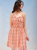 Women's Orange Fit and Flare Tie Dye Ruffle Dress