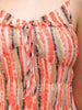 Women's Orange Fit and Flare Tie Dye Ruffle Dress
