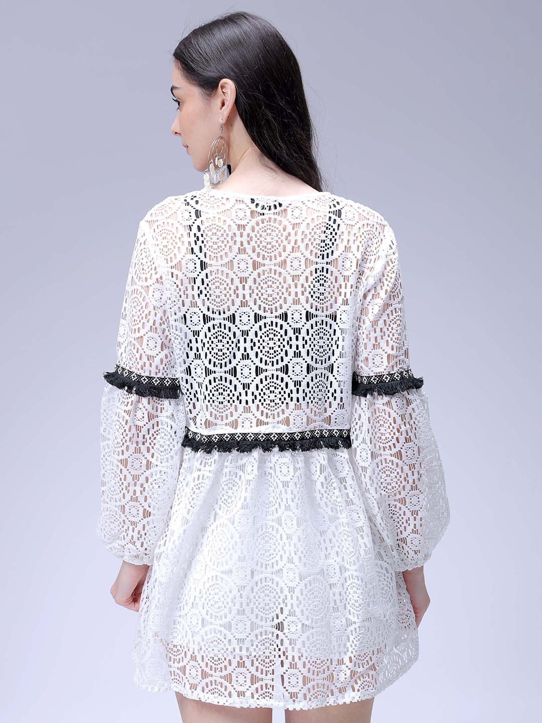 Women's White Short Cover Up Dress