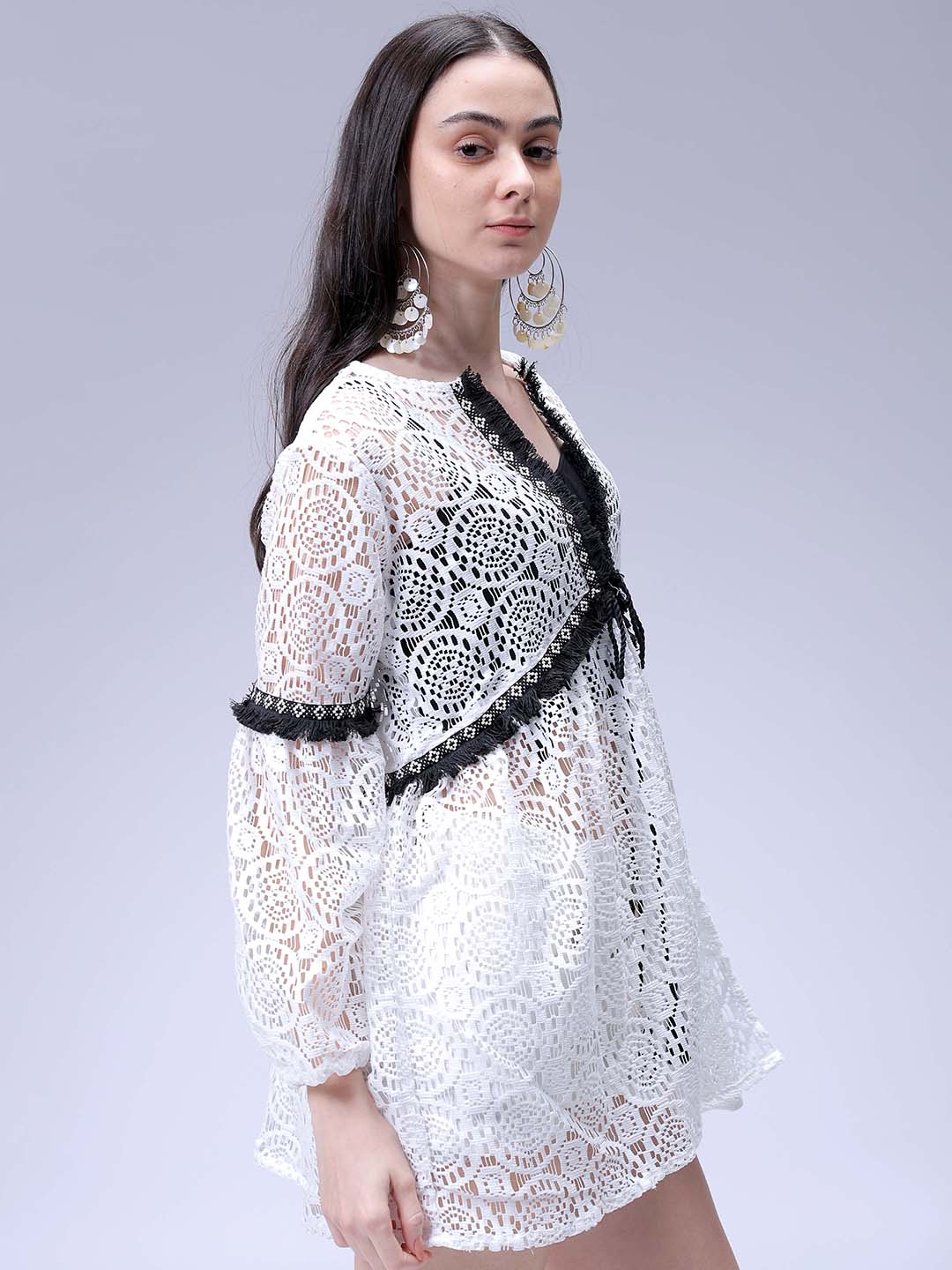 Women's White Short Cover Up Dress