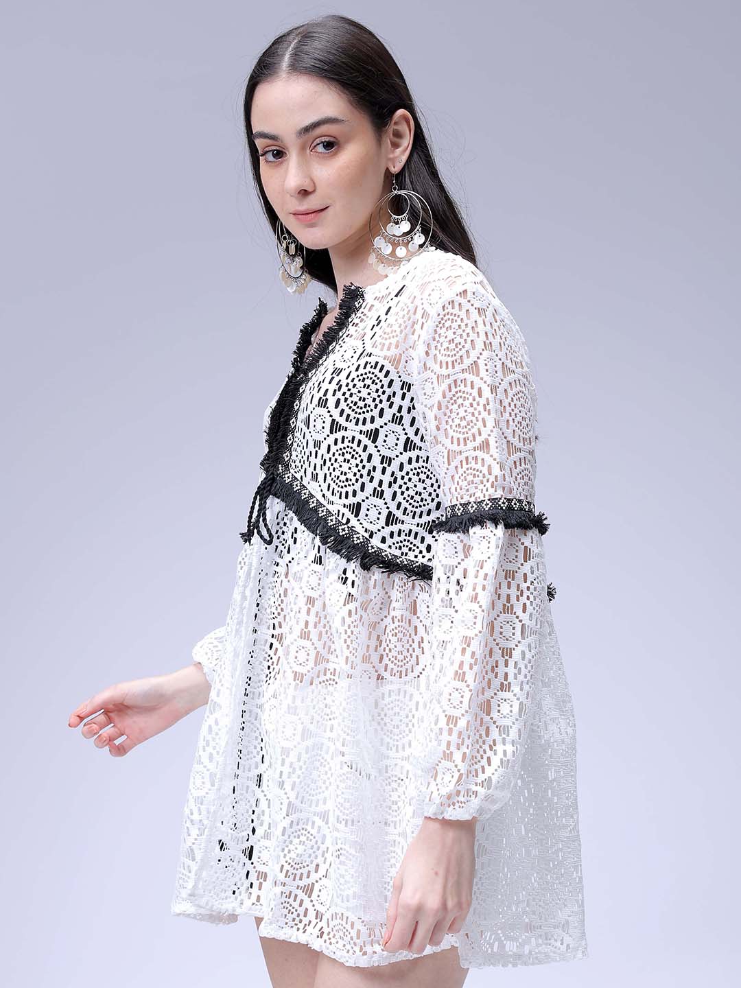 Women's White Short Cover Up Dress