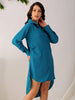 Women's Teal Straight Textured NA Asymmetric Dress
