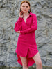 Women's Pink Straight Textured NA Asymmetric Dress