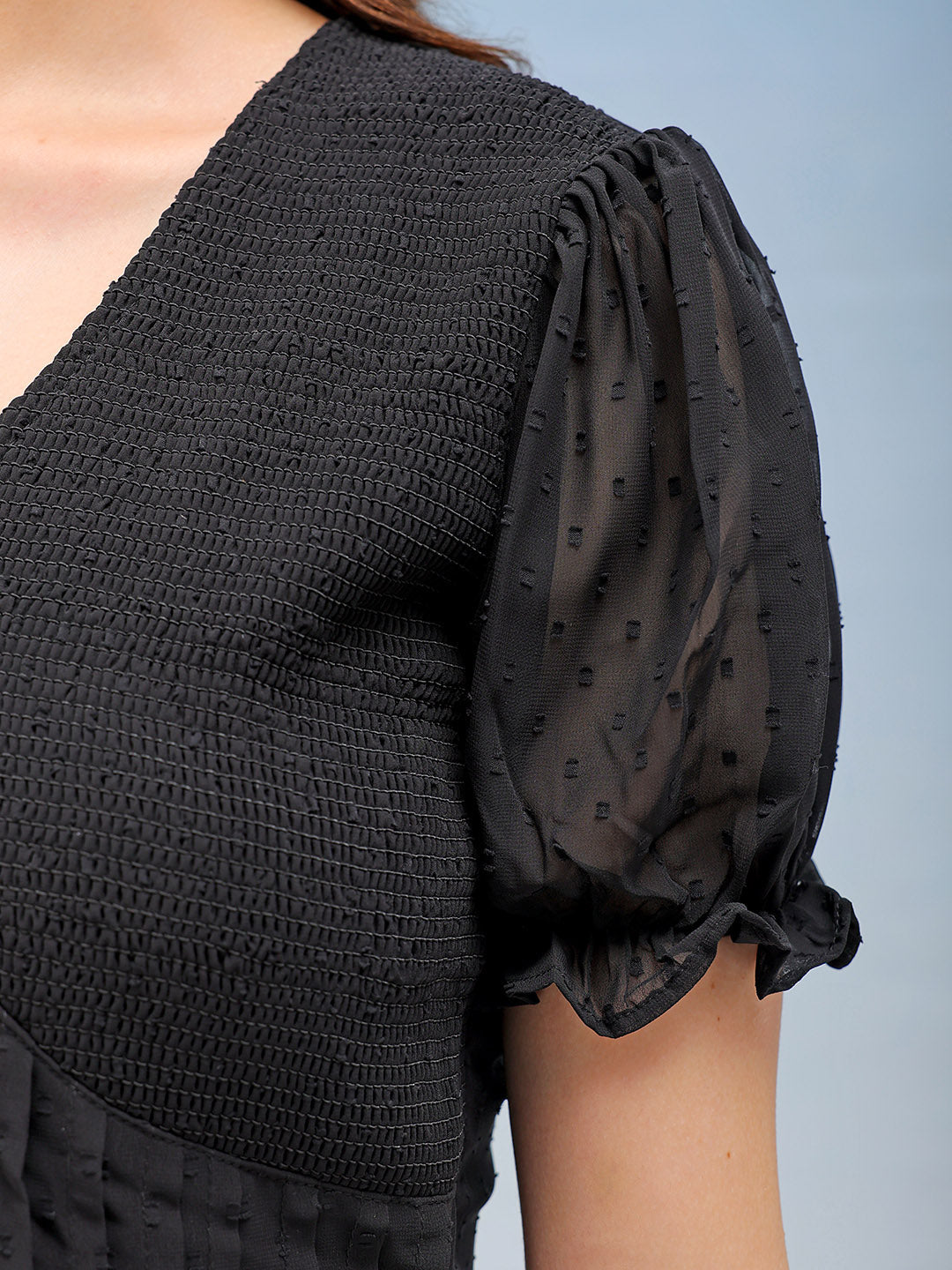 Women's Textured Fit and Flare Tiered Dress