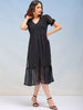 Women's Textured Fit and Flare Tiered Dress